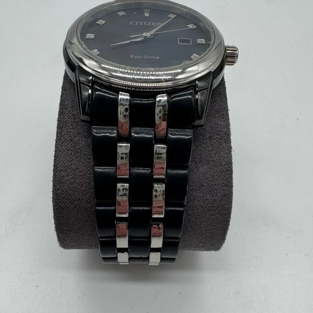 Citizen Eco-Drive Black Dial Diamond Marker Two Tone Steel Watch E111-R020728